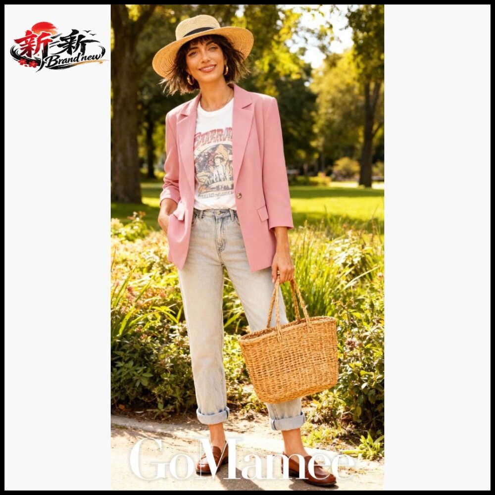 Polyester Blazer With Pockets Open Front Long Sle… - image 7